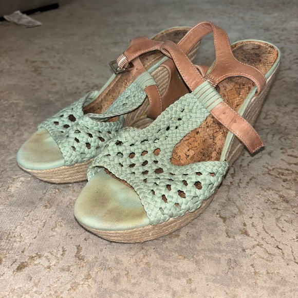 Gianni Bini Shoes - Gianni Bini Mint and Tan Woven Wedges